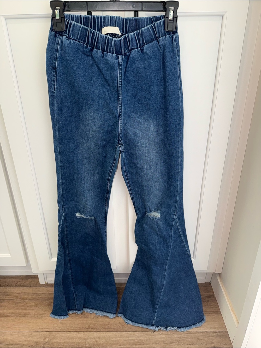 Women's Dark Blue Flared Jeans with Elastic Waistband